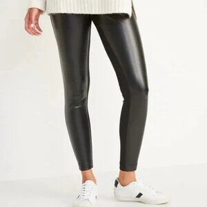 Old Navy Vegan Faux Leather Front Panel Legging Pants Small New Black